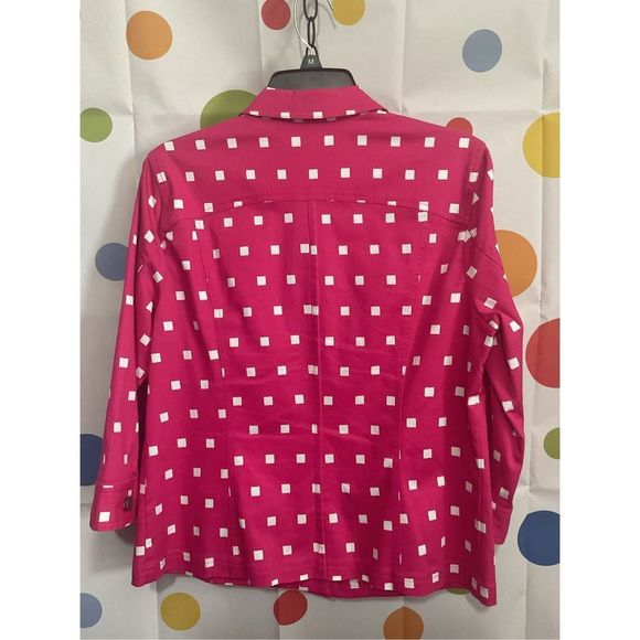 NEW Christopher & Banks Hot Pink & White Jacket Lightweight Size Medium 🌸🍒 - Picture 4 of 10